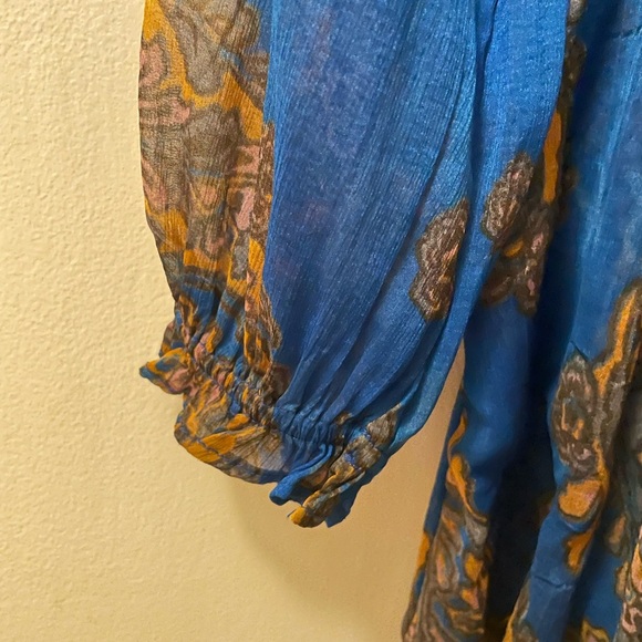 Free People Moonstruck Paisley Sheer Blue Mini Dress - Picture 5 of 9